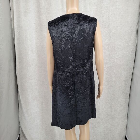 Lafayette 148 Black Velvety Faux Fur Duster Open Style Vest - Picture 5 of 12